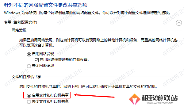 启用文件和打印机共享